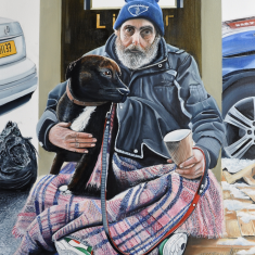 ‘Beggar of Byres Road’, oils on canvas. Acquired by Kelvingrove Museum & Art Gallery, Glasgow.